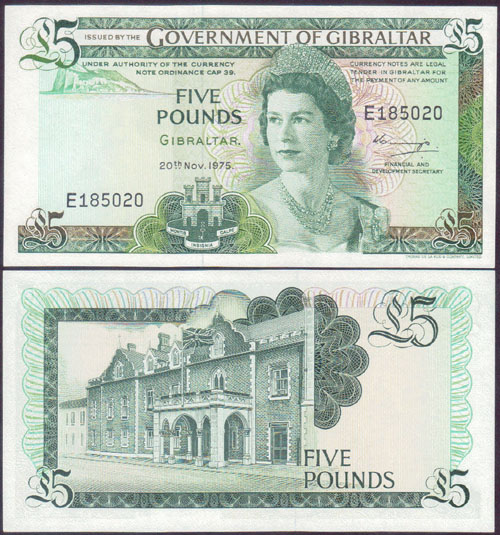 1975 Gibraltar 5 Pounds (Unc) L000031